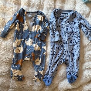 Carter's Blue and Brown Animal Print Footies